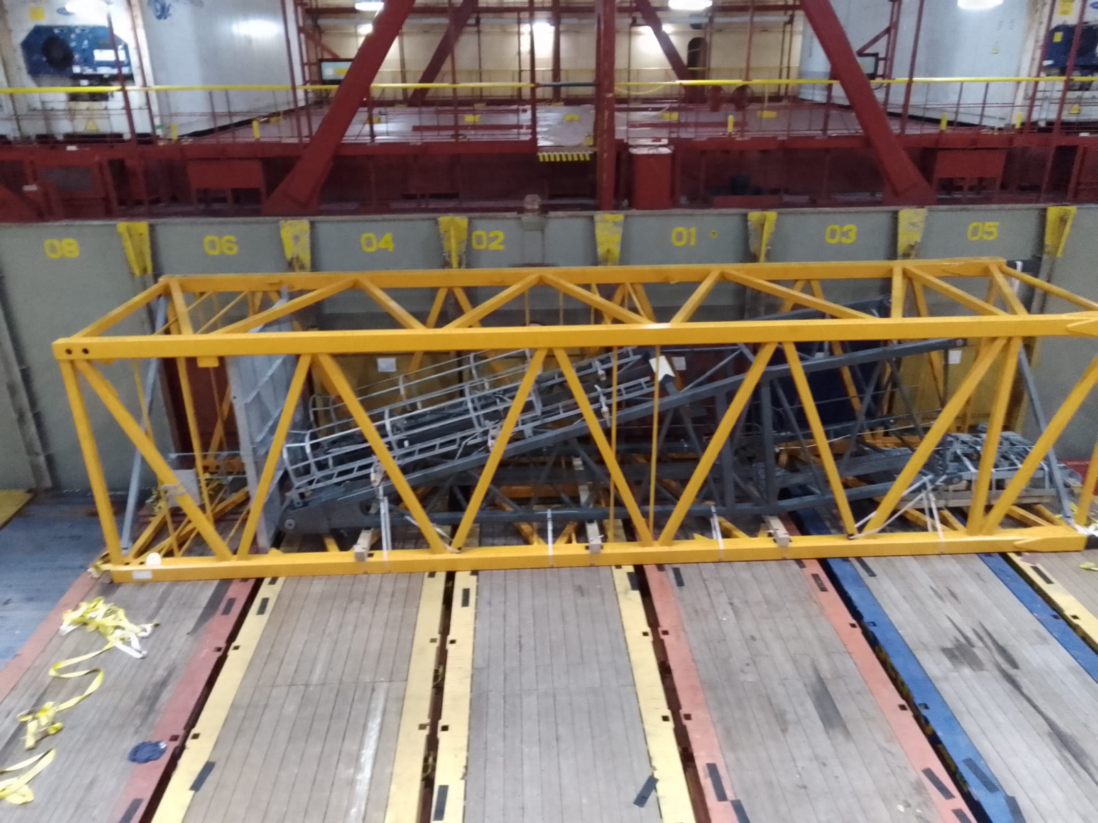 Cargo hold bay during a heavy-lift operation